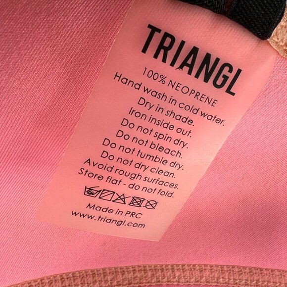 Triangl Neoprene Bikini Top S Peach Coral Textured Adjustable Strap Hook Back - Picture 5 of 5